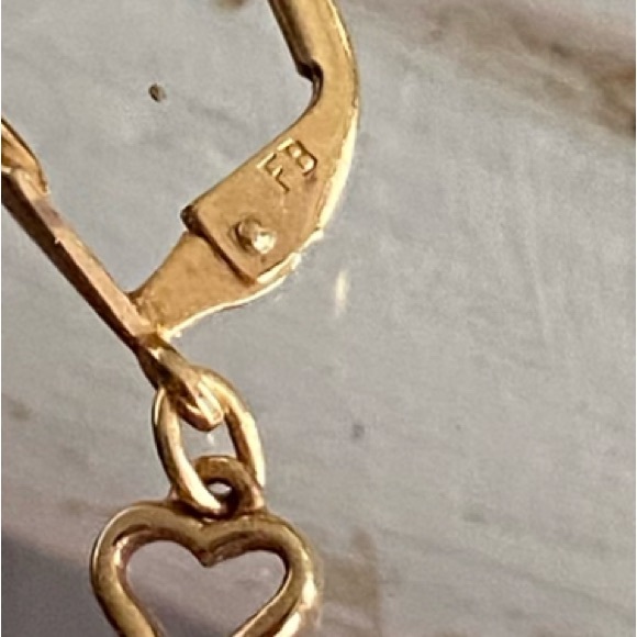 GERMAN FB FRANZ BREUNING VINTAGE 333 GOLD 8K TRIPLE OPEN HEART DANGLE EARRINGS - Picture 7 of 7